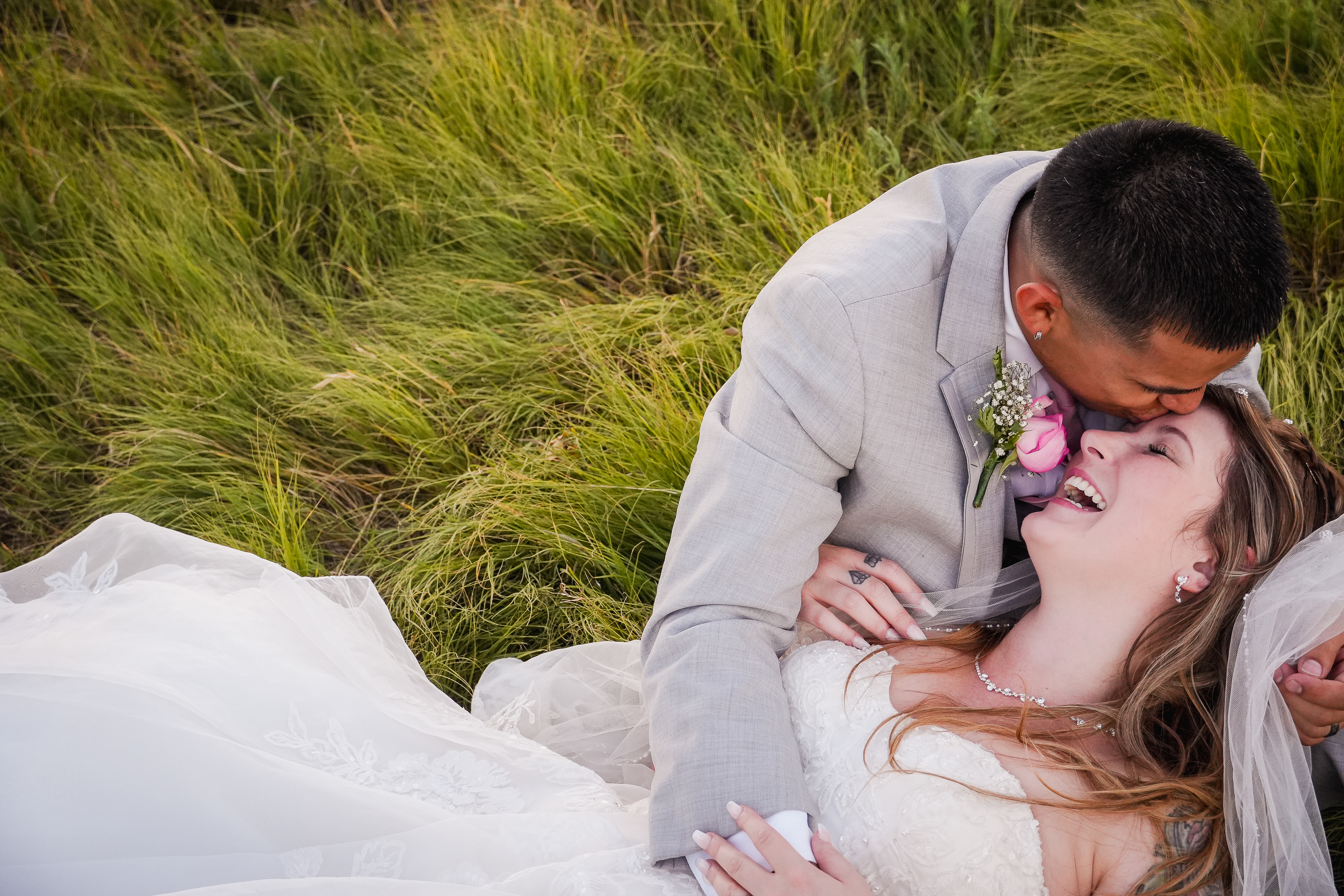 laughing married couple wedding photography